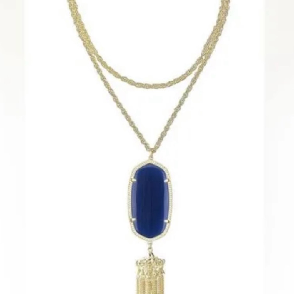 Kendra Scott Royal Blue and Gold Tassel Necklace